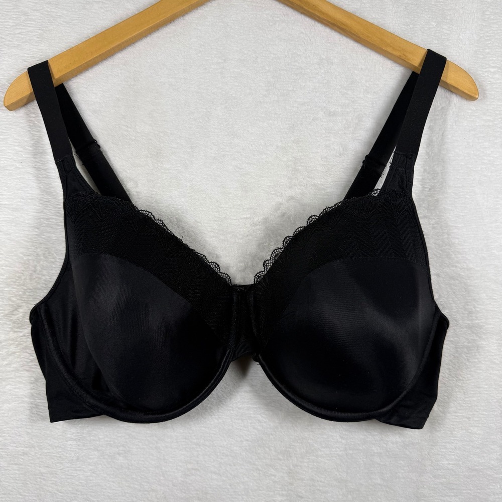 Bali Black Lace Trim Underwire Full Coverage Bra‎ 38D 0082/0082X Womens